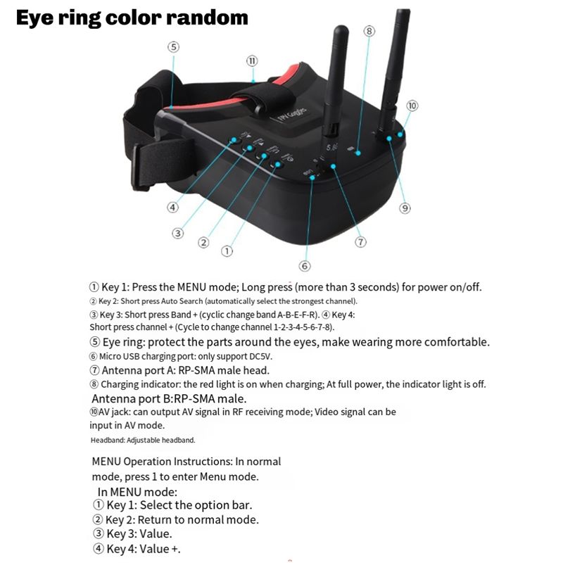 ABKQ-High-Quality VR009 5.8G 4 - Fpv Drone Goggles recensione e prezzo