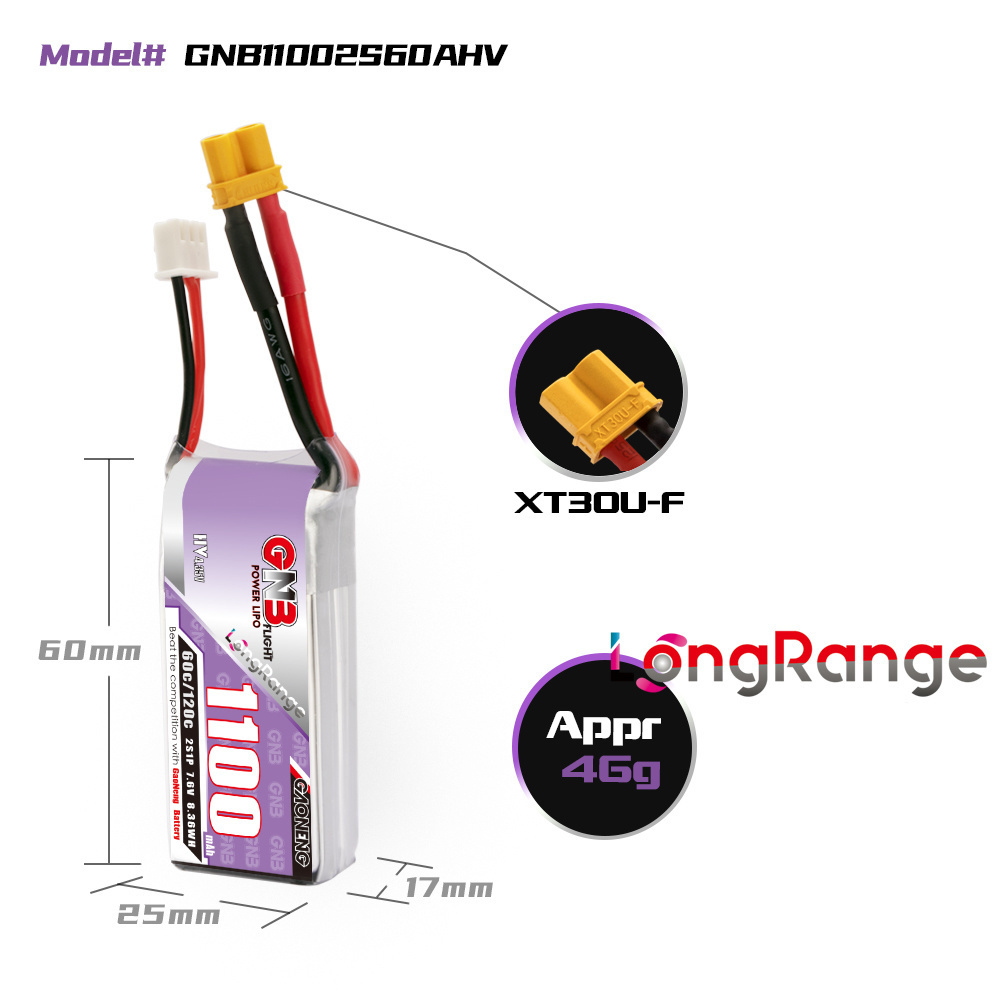 GNB 1100mAh 2S 3S 4S 6S 60C/12 - Fpv Drone Battery recensione e prezzo