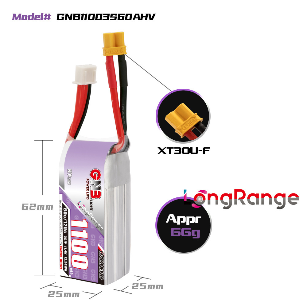 GNB 1100mAh 2S 3S 4S 6S 60C/12 - Fpv Drone Battery recensione e prezzo