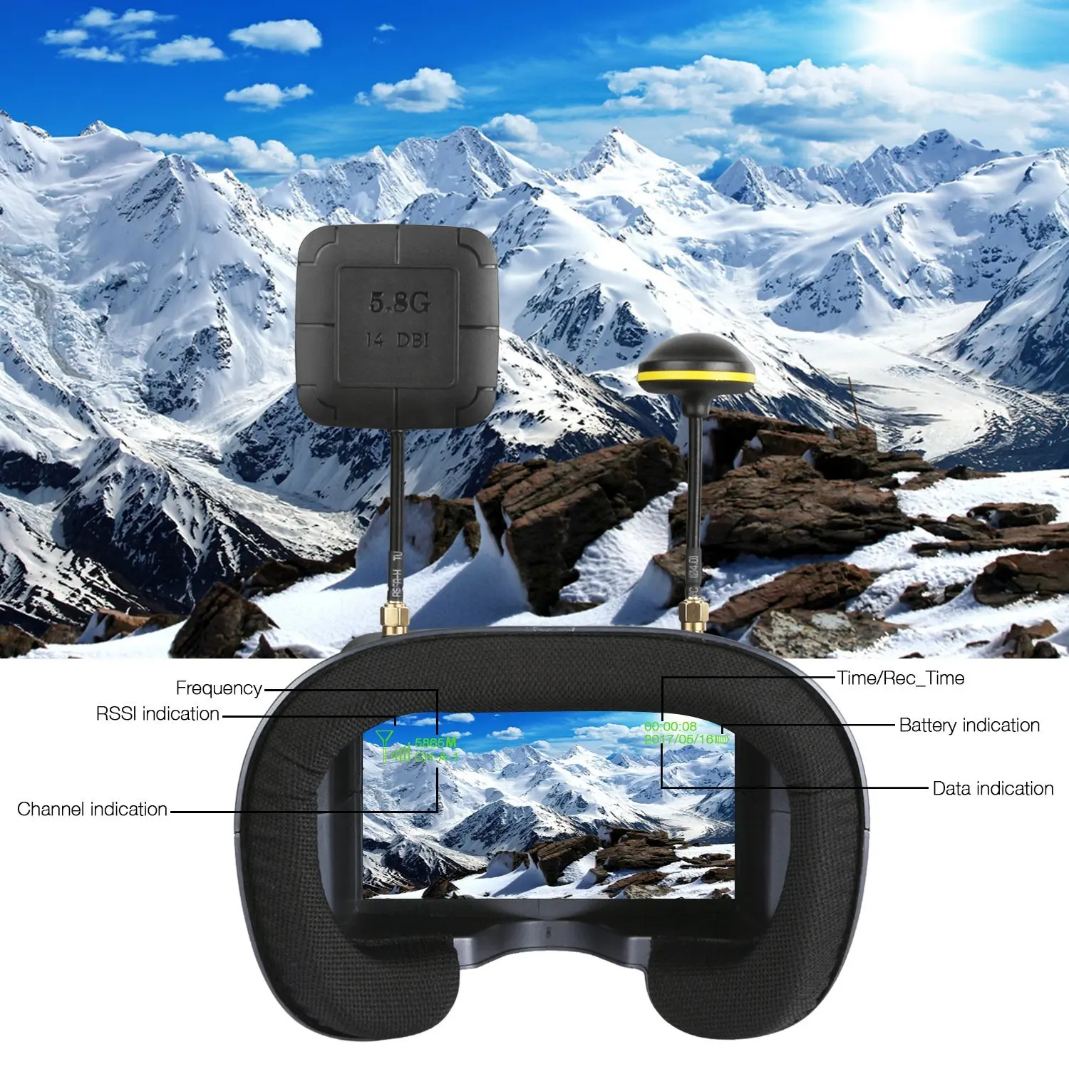 5.8G 40CH 4.3 Inch 800*480 Vid - Fpv Drone Goggles recensione e prezzo